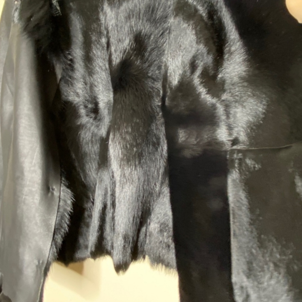 WORTH Coat soft Leather and Fur Black Jacket Small like new - Picture 5 of 11